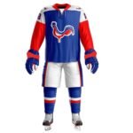 Ice Hockey Uniform Set – Premium Red, White & Blue Hockey Jersey & Shorts