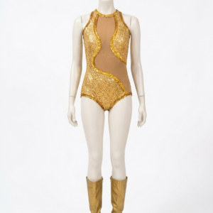 Premium Gold Sequin Dance & Cheerleading Bodysuit